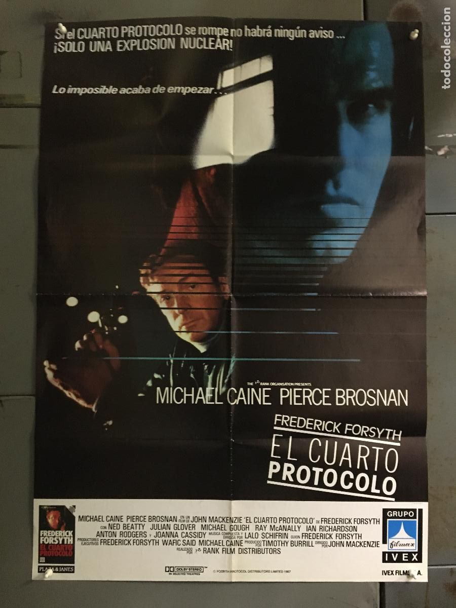 Cine: AFS08 EL CUARTO PROTOCOLO MICHAEL CAINE PIERCE BROSNAN POSTER ORIGINAL 70X100 ESTRENO