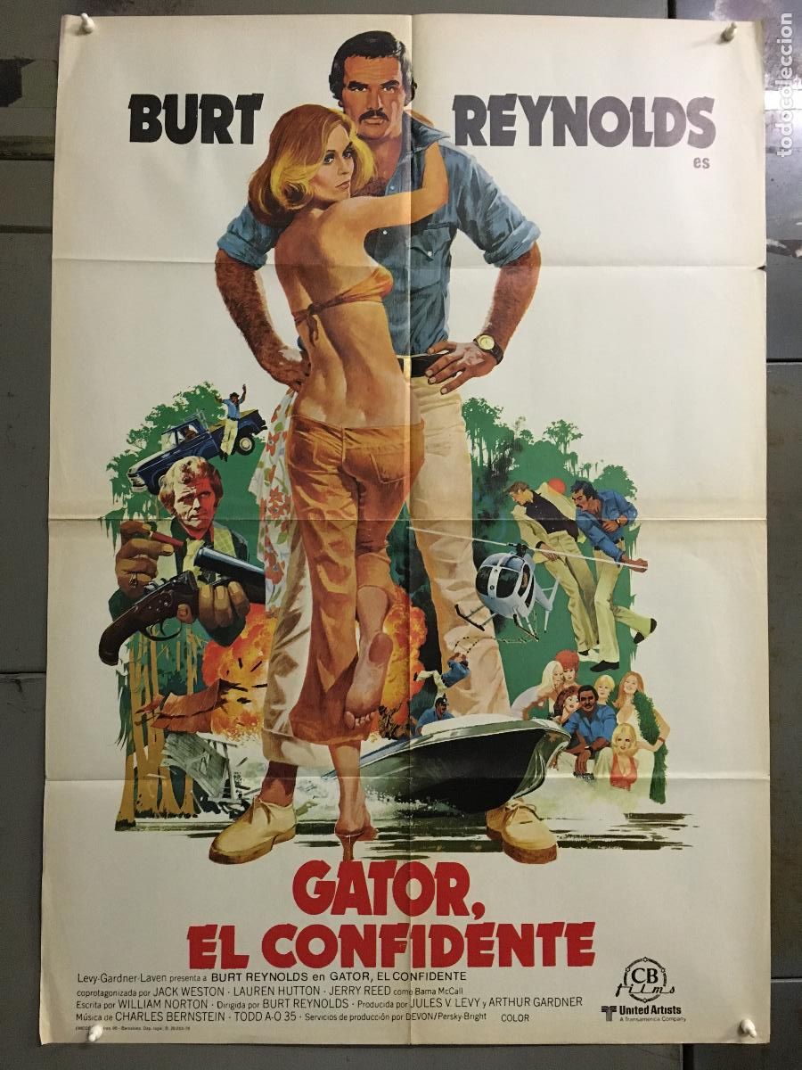 Cine: AFS13 GATOR EL CONFIDENTE BURT REYNOLDS LAUREN HUTTON ROBERT MCGINNIS POSTER ORIG ESTRENO 70X100
