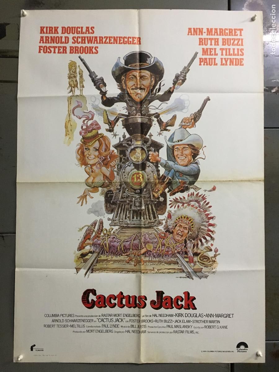 Cine: AFS15 CACTUS JACK ARNOLD SCHWARZENEGGER DOUGLAS ANN-MARGRET POSTER ORIGINAL 70X100 ESTRENO