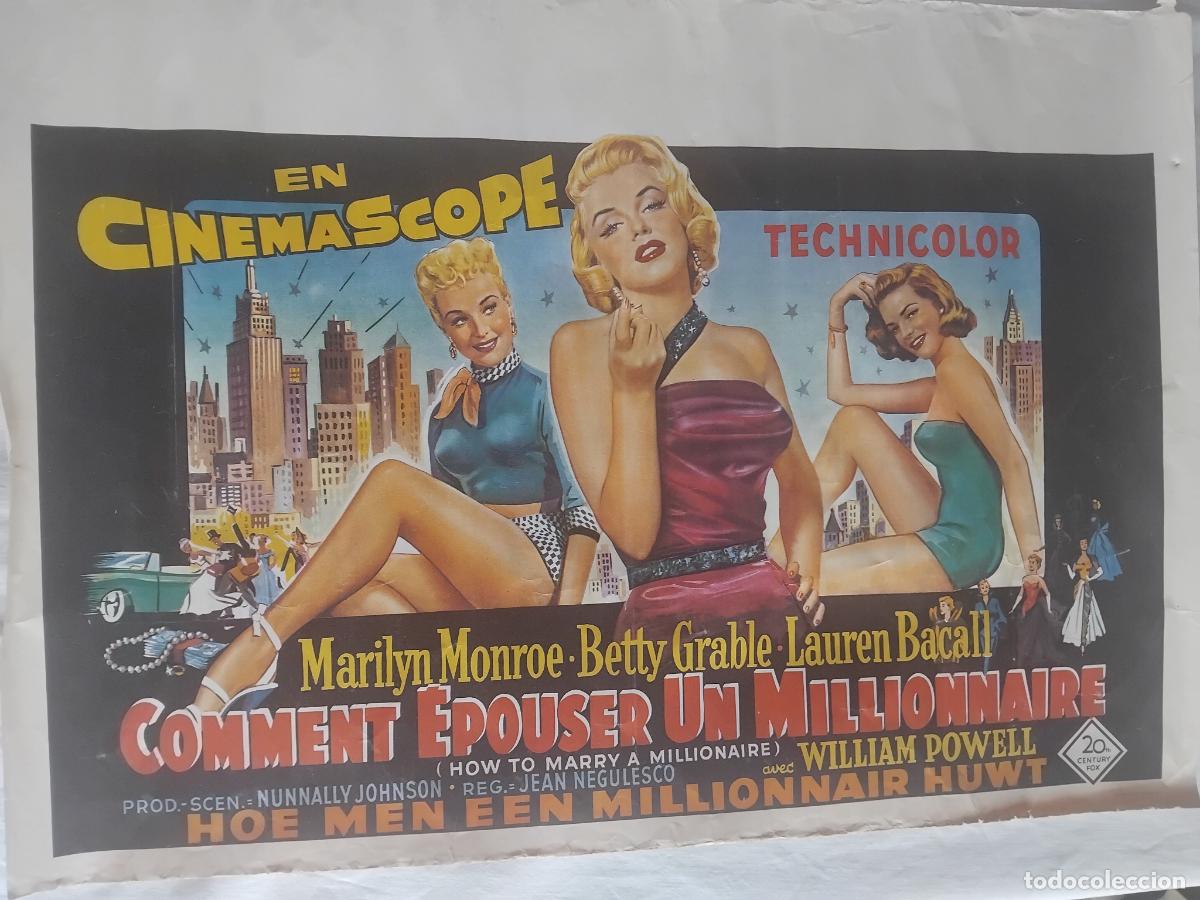 Cine: CARTEL DE CINE BELGA COMMENT EPOUSER UN MILLONNAIRE .COMO CASARSE CON UN MILLONARIO.MARILYN MONROE