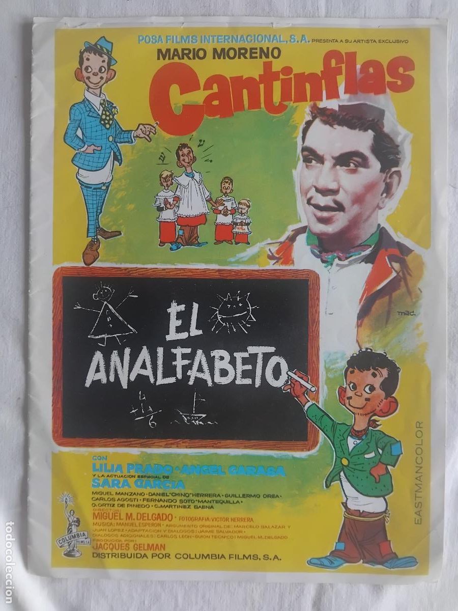 Cine: GUIA DE CINE ORIGINAL MARIO MORENO CANTINFLAS EN EL ANALFABETO.
