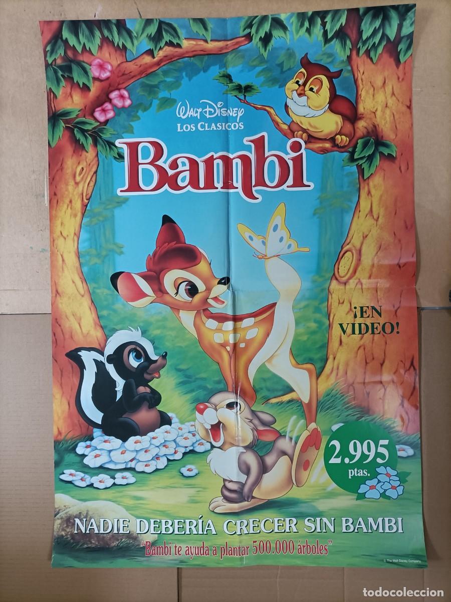 Cine: POSTER ORIGINAL WALT DISNEY. PEL&Iacute;CULA, BAMBI. MIDE: 94 X 64 CM. EST&Aacute; NUEVO UNO