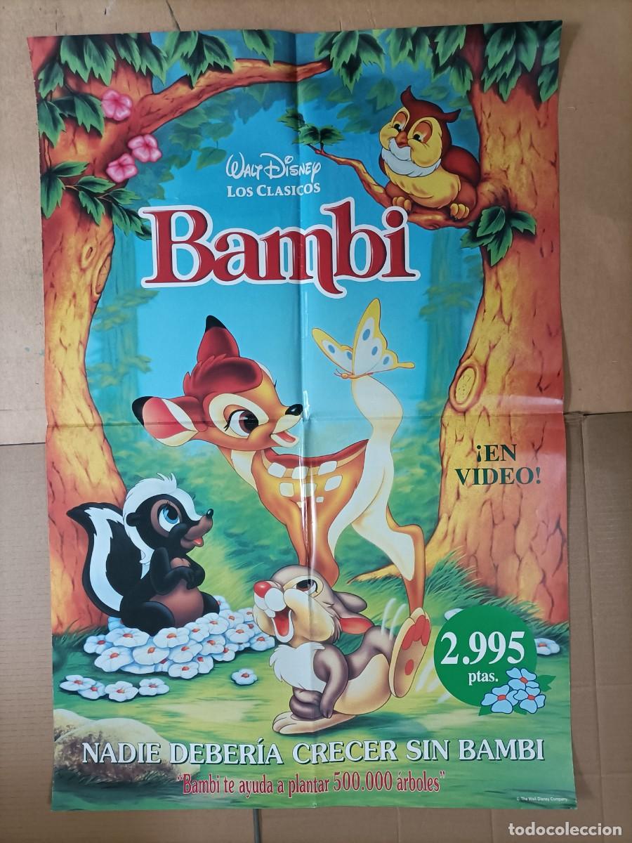 Cine: POSTER ORIGINAL WALT DISNEY. PEL&Iacute;CULA, BAMBI. MIDE: 94 X 64 CM. EST&Aacute; NUEVO DOS