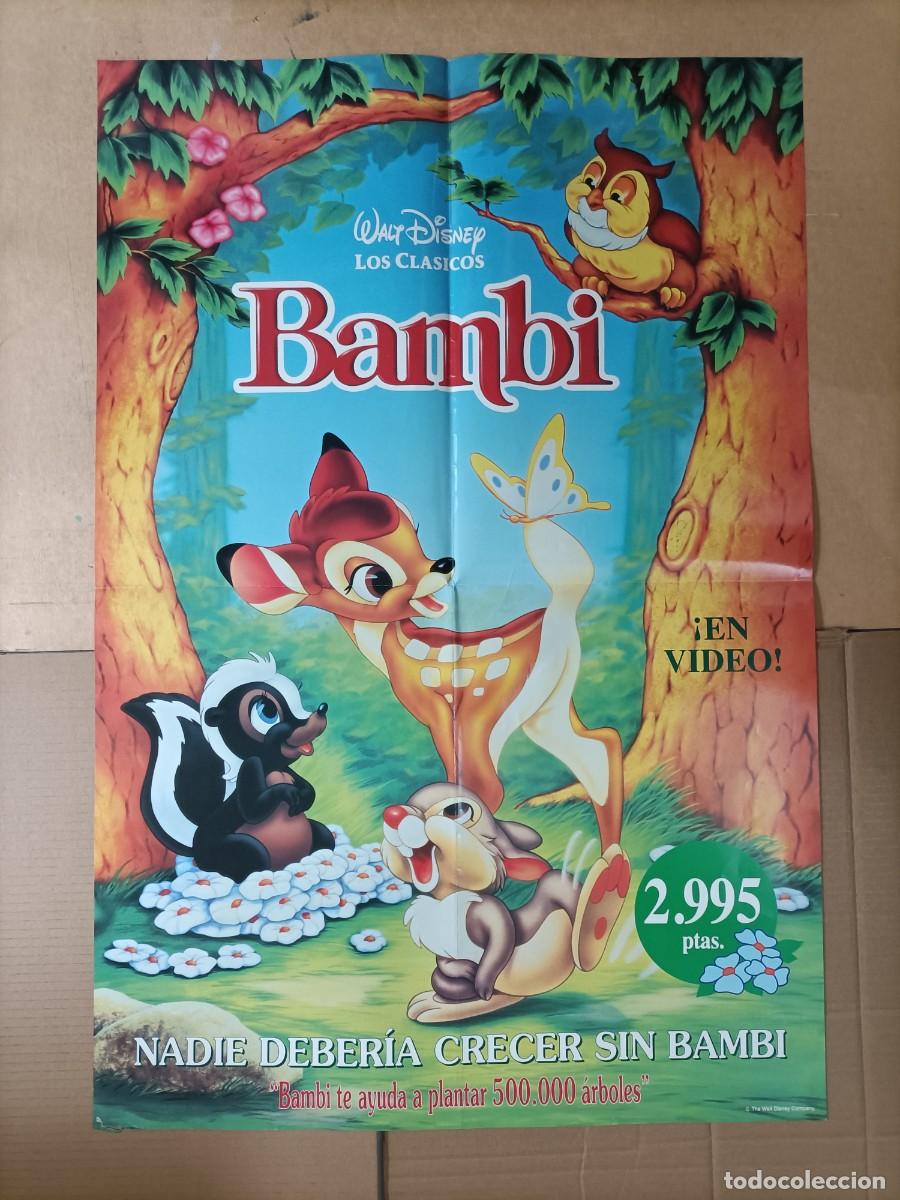 Cine: POSTER ORIGINAL WALT DISNEY. PEL&Iacute;CULA, BAMBI. MIDE: 94 X 64 CM. EST&Aacute; NUEVO TRES.