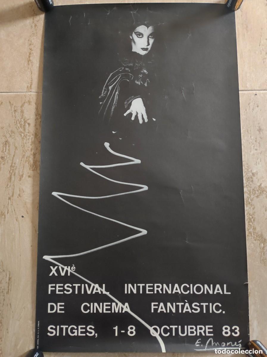 Cin&eacute;ma: Antiguo cartel XVI Festival Internacional de Cine fantastico de Sitges 1983 Mones Original 64x37 cm