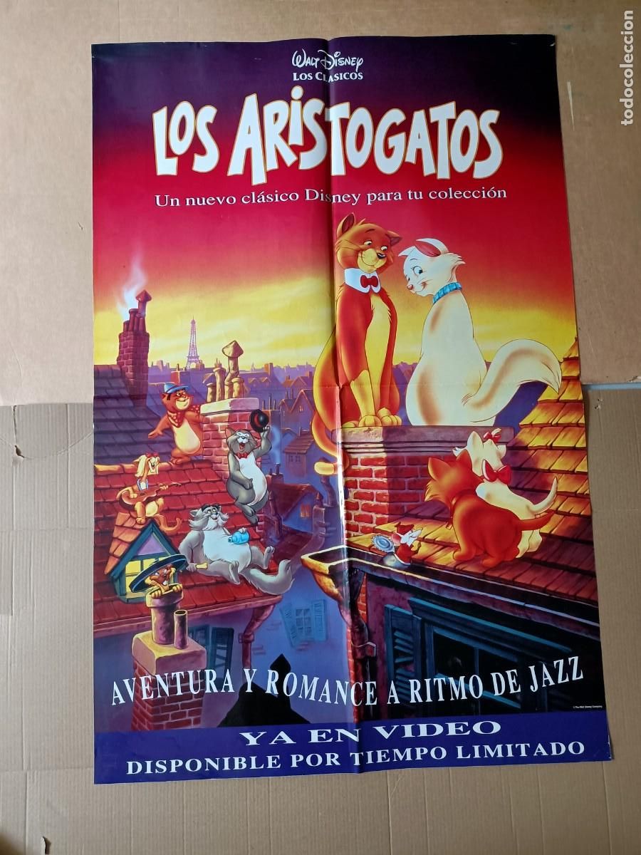 Cine: POSTER ORIGINAL WALT DISNEY, PEL&Iacute;CULA, LOS ARISTOGAROS. DOS