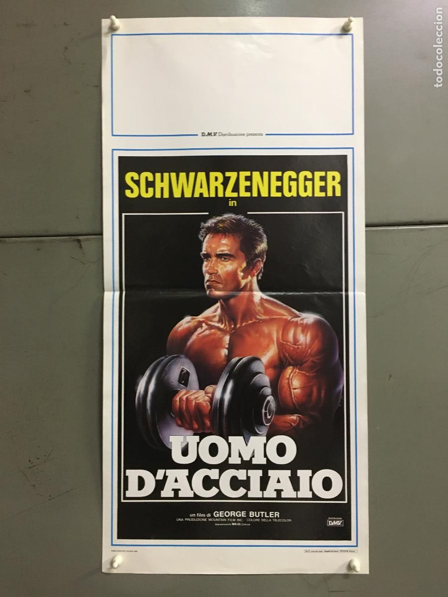 Cine: ICJ 157 PUMPING IRON ARNOLD SCHWARZENEGGER POSTER ORIGINAL ITALIANO 33X70