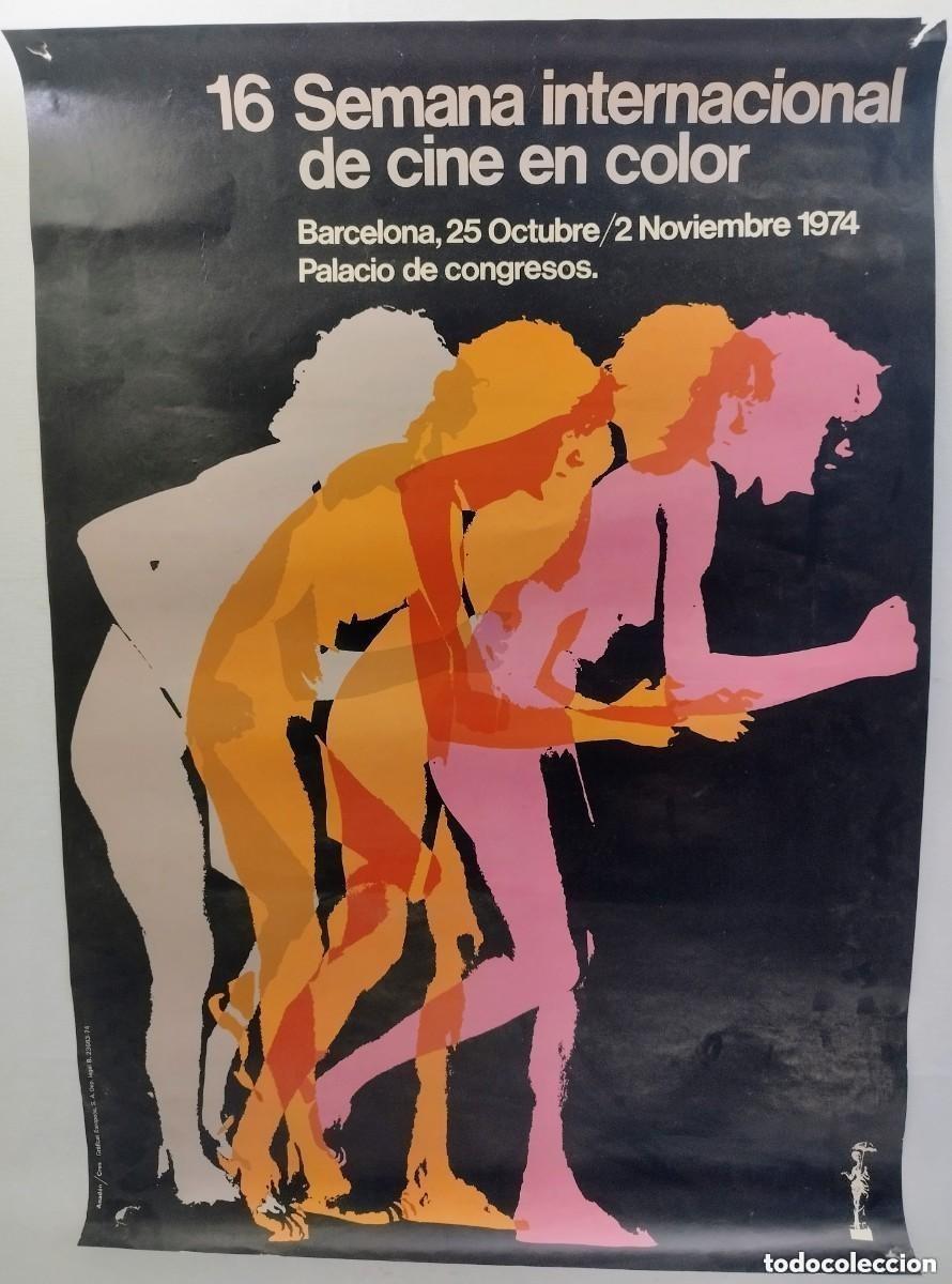 Cinema: Cartel Semana internacional de cine en color. Barcelona, 1974. Poster 46.5x67cm
