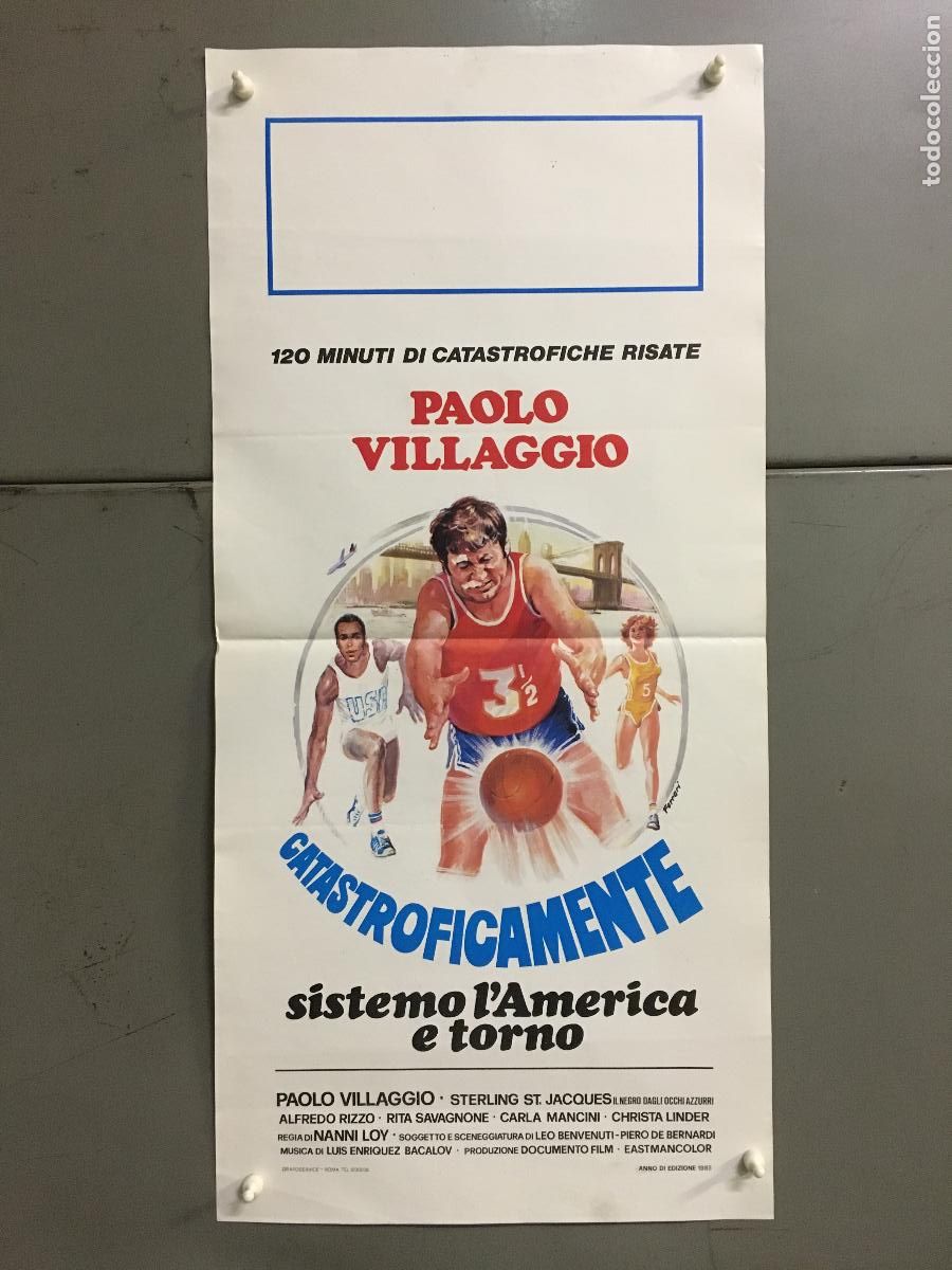 Cinema: ICJ 160 PAOLO VILLAGGIO STERLING ST JACQUES BALONCESTO BASKET POSTER ORIGINAL ITALIANO 33X70