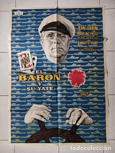 Cine: VKD 2739 EL BARON Y SU YATE JEAN GABIN GEORGES SIMENON NAIPES MAC POSTER ORIGINAL ESTRENO 70X100
