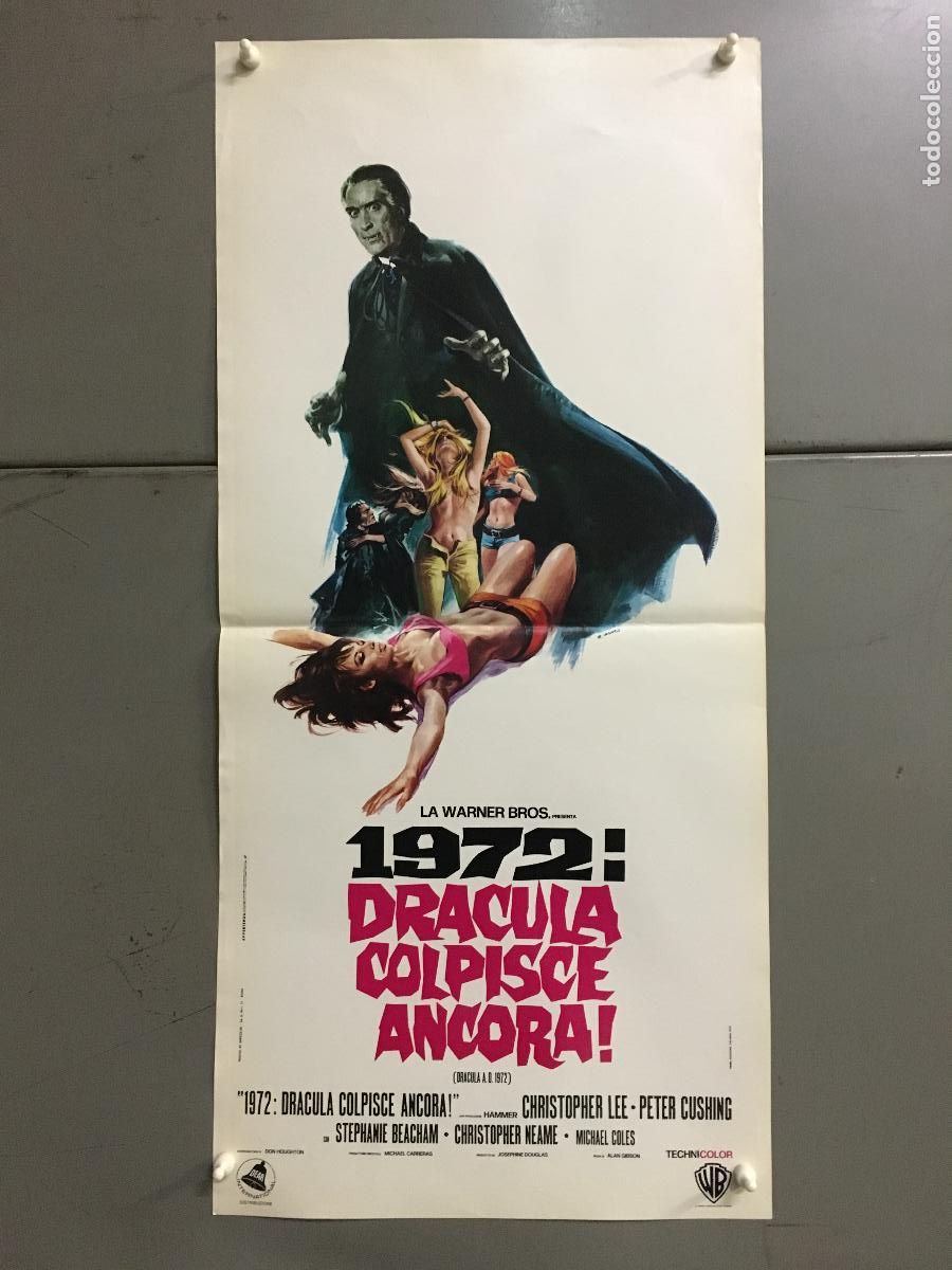 Kino: ICJ 171 DRACULA 73 HAMMER PETER CUSHING CHRISTOPHER LEE POSTER ORIGINAL ITALIANO 33X70