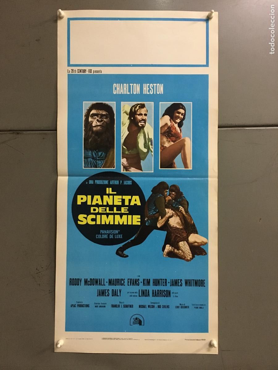Kino: ICJ 172 EL PLANETA DE LOS SIMIOS CHARLTON HESTON POSTER ORIGINAL ITALIANO 33X70