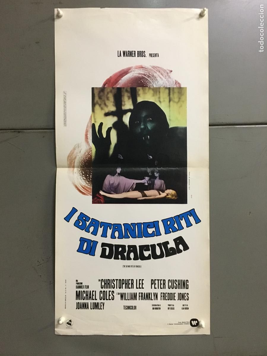 Cinema: ICJ 173 LOS RITOS SATANICOS DE DRACULA HAMMER CHRISTOPHER LEE CUSHING POSTER ORIGINAL 33X70 ITALIANO