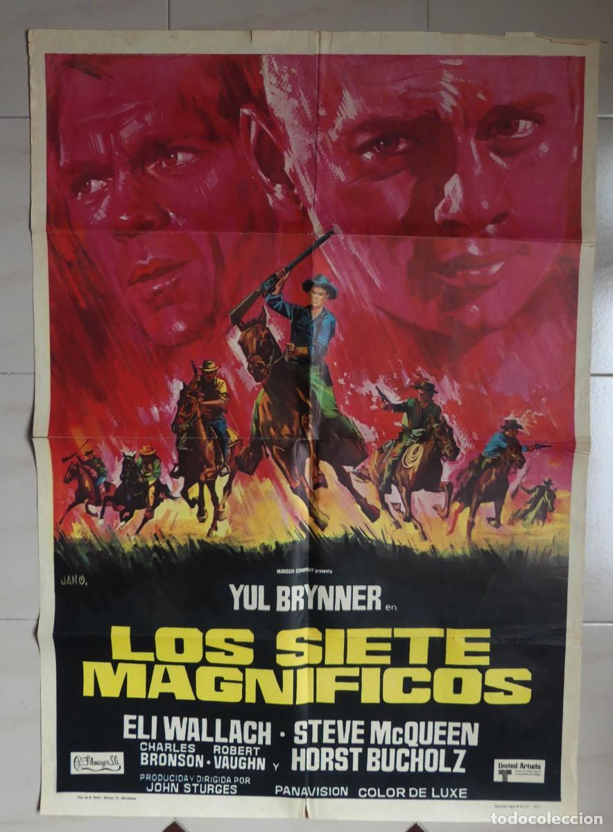Cine: CARTEL ORIGINAL DE LA REPOSICION DEL FILM : LOS SIETE MAGNIFICOS ( JANO )( PAGO POR BIZUM )