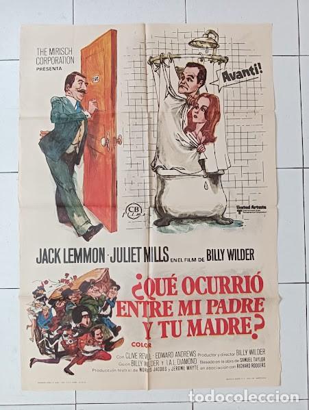 Cine: VKD 2756 QUE OCURRIO ENTRE MI PADRE Y TU MADRE BILLY WILDER JACK LEMMON POSTER ORIGINAL 70X100 ESTRE