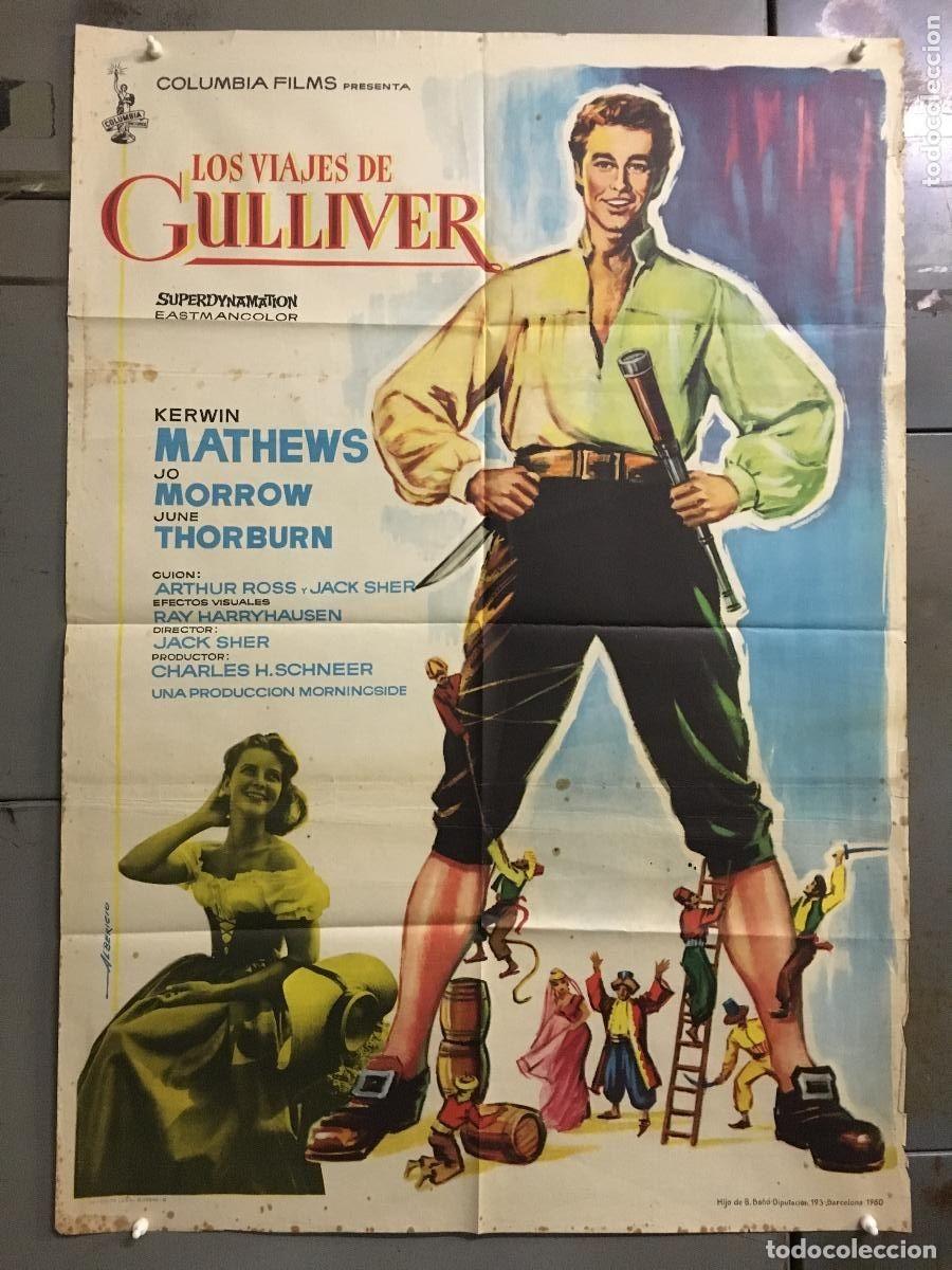 Cinema: SMP 2732 LOS VIAJES DE GULLIVER RAY HARRYHAUSEN KERWIN MATHEWS POSTER ORIGINAL 70X100 ESTRENO