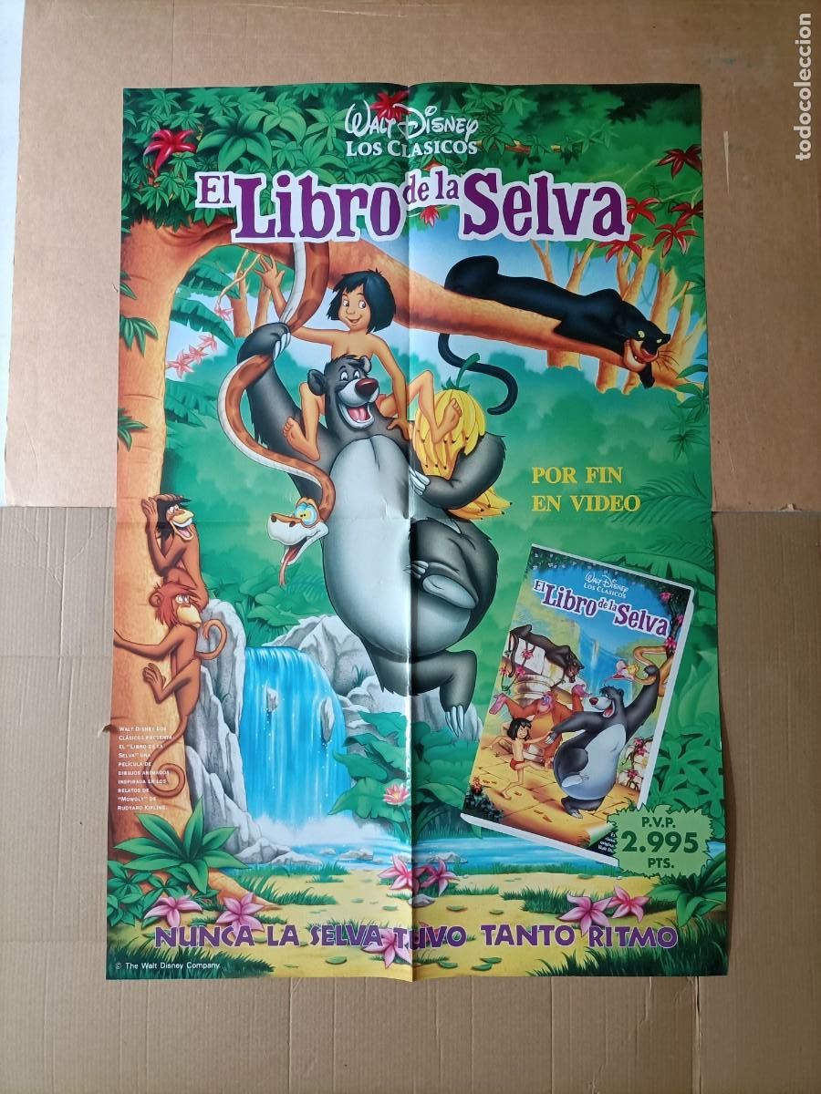 Cine: POSTER ORIGINAL WALT DISNEY, PEL&Iacute;CULA EL LIBRO DE LA SELVA. MIDE 95 X 63 CM. I ESP.