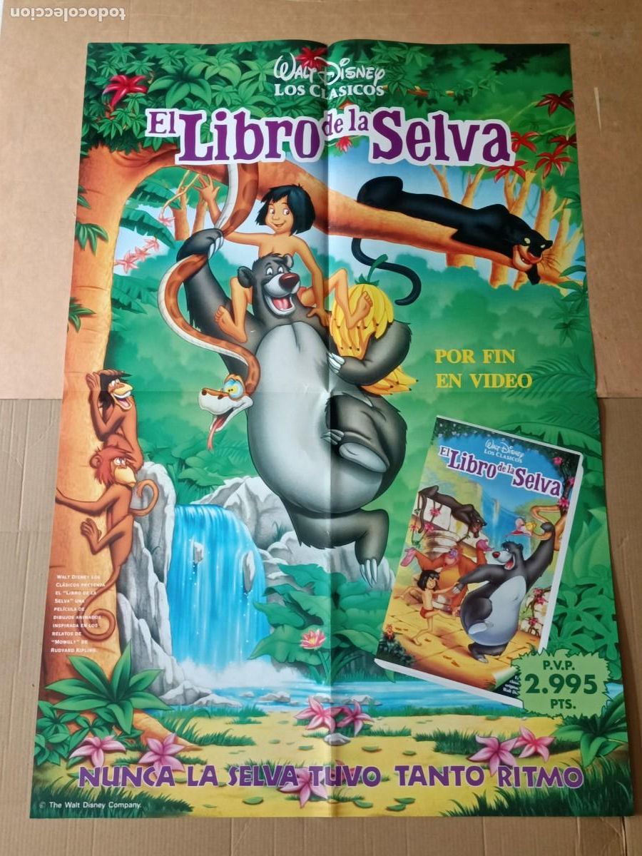 Cine: POSTER ORIGINAL WALT DISNEY, PEL&Iacute;CULA EL LIBRO DE LA SELVA. MIDE 95 X 63 CM. II ESP.