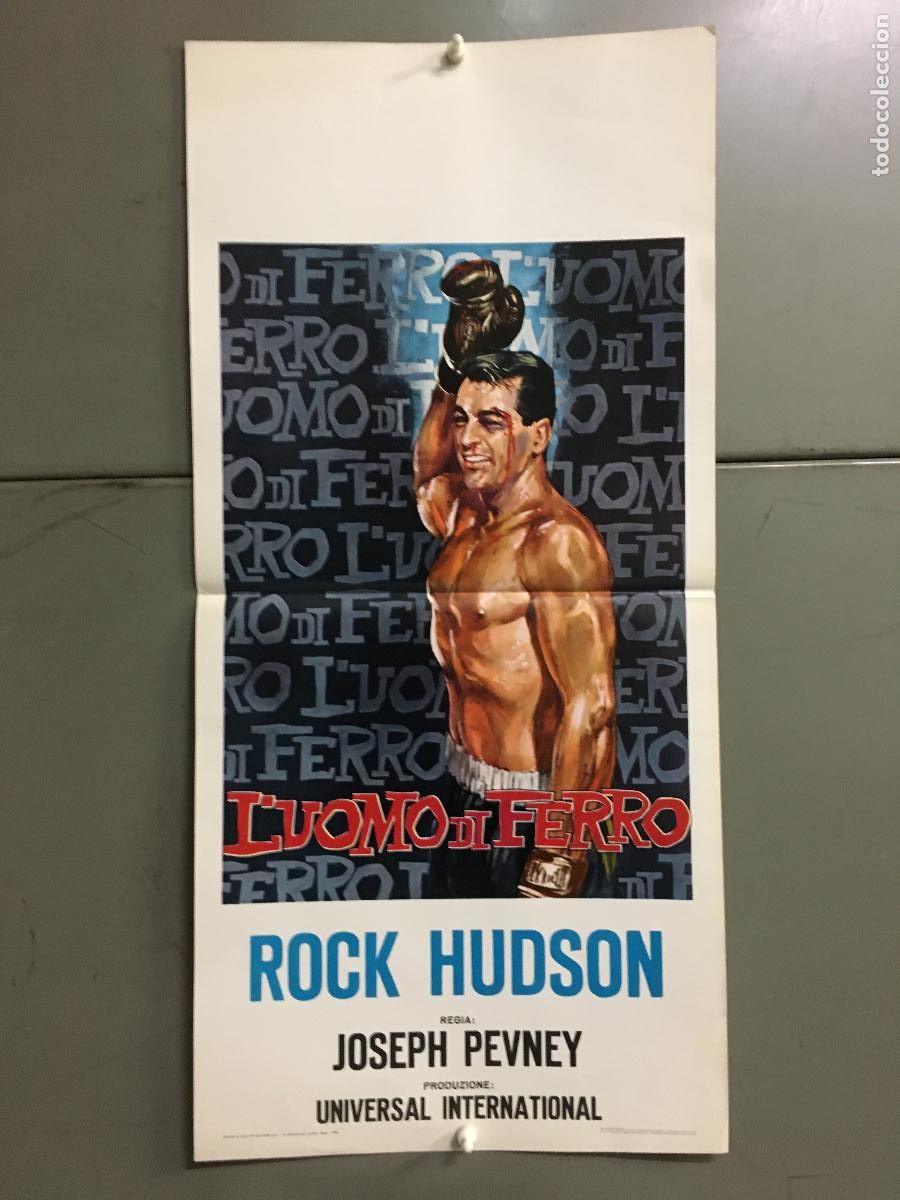 Cine: ICJ 180 IRON MAN ROCK HUDSON BOXEO POSTER ORIGINAL ITALIANO 33X70