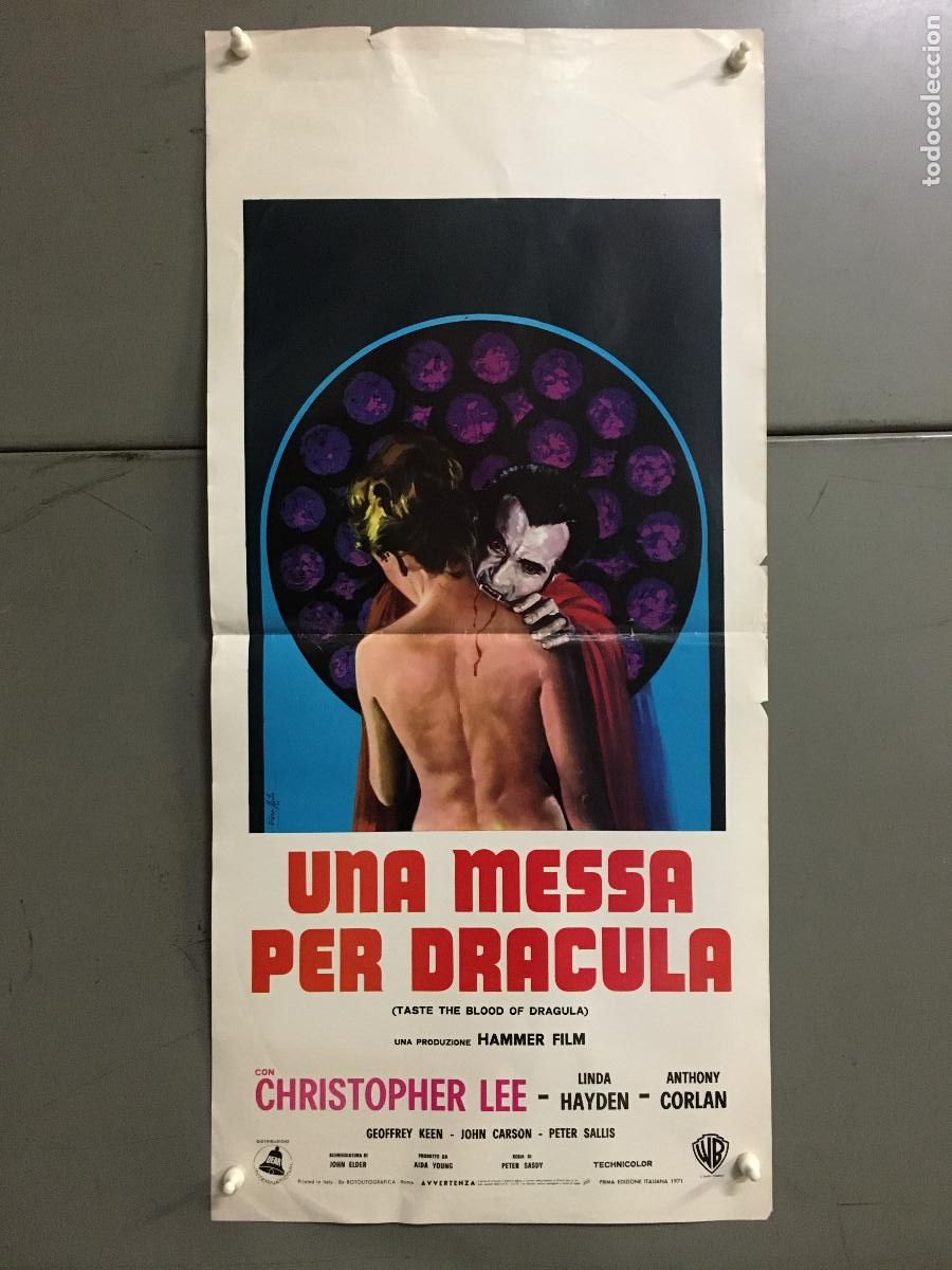 Cinema: ICJ 183 EL PODER DE LA SANGRE DE DRACULA HAMMER CHRISTOPHER LEE POSTER ORIGINAL ITALIANO 33X70