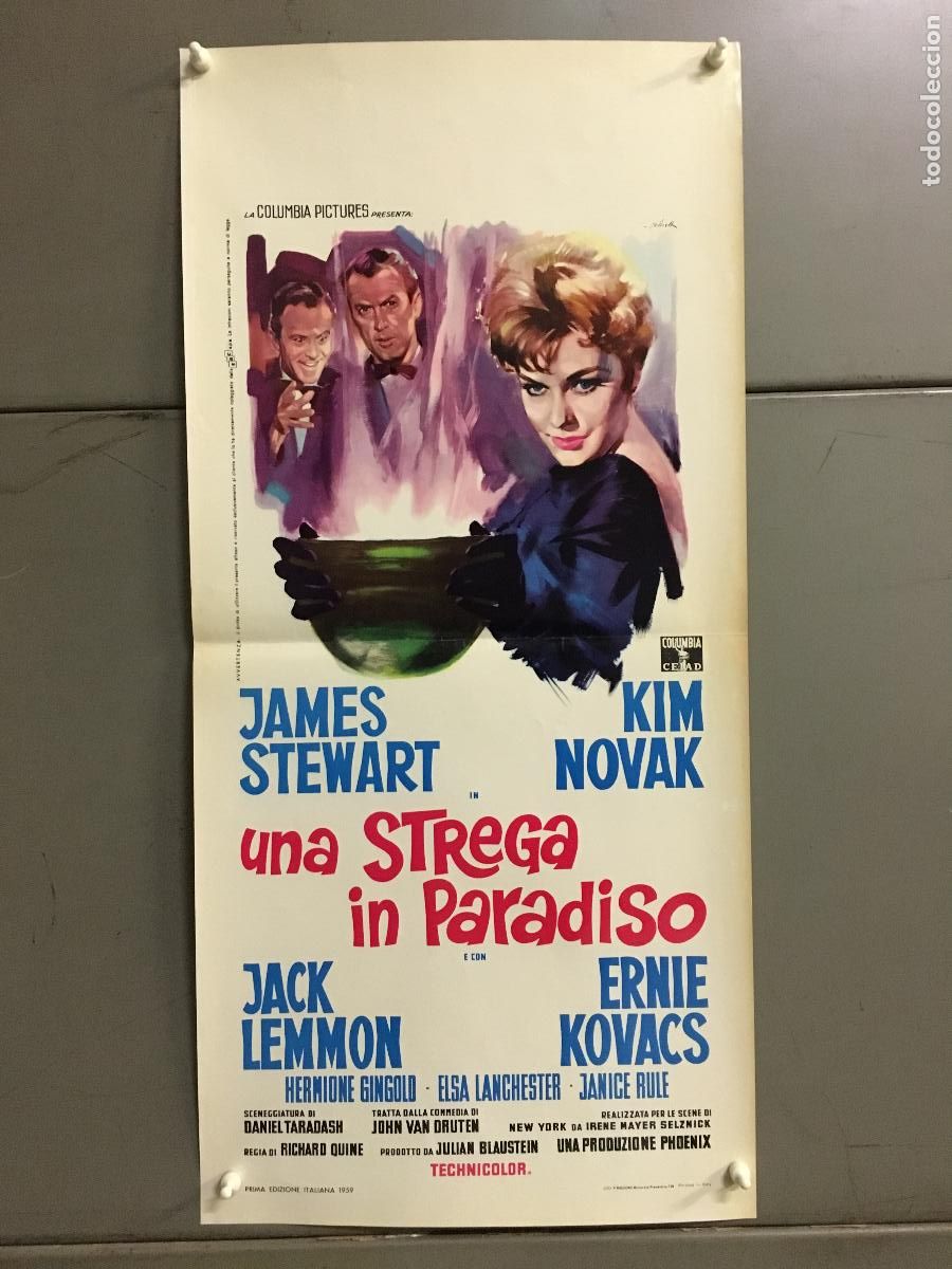Cin&eacute;ma: ICJ 197 ME ENAMORE DE UNA BRUJA KIM NOVAK JAMES STEWART POSTER ORIGINAL ITALIANO 33X70