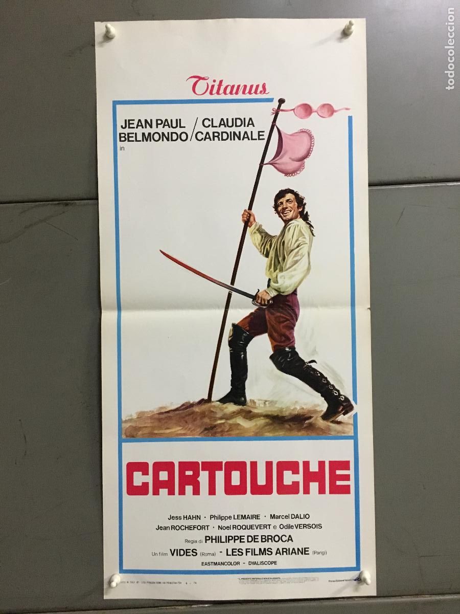 Cine: ICJ 198 CARTOUCHE JEAN-PAUL BELMONDO CLAUDIA CARDINALE POSTER ORIGINAL ITALIANO 33X70