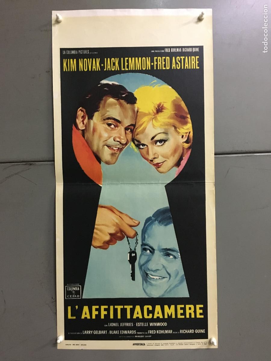 Cinema: ICJ 199 LA MISTERIOSA DAMA DE NEGRO KIM NOVAK JACK LEMMON POSTER ORIGINAL ITALIANO 33X70