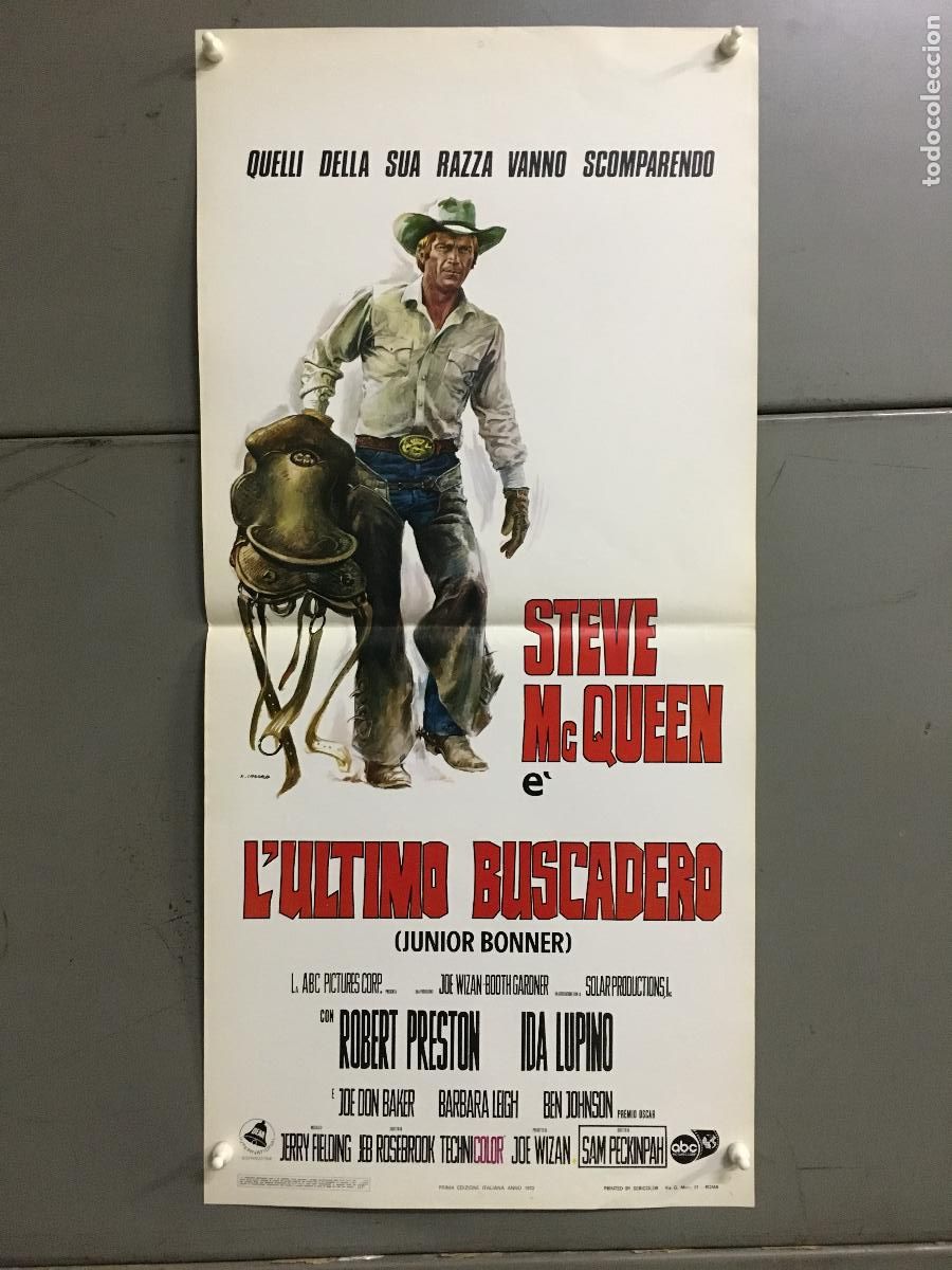 Kino: ICJ 205 JUNIOR BONNER STEVE MCQUEEN SAM PECKINPAH POSTER ORIGINAL 33X70 ITALIANO