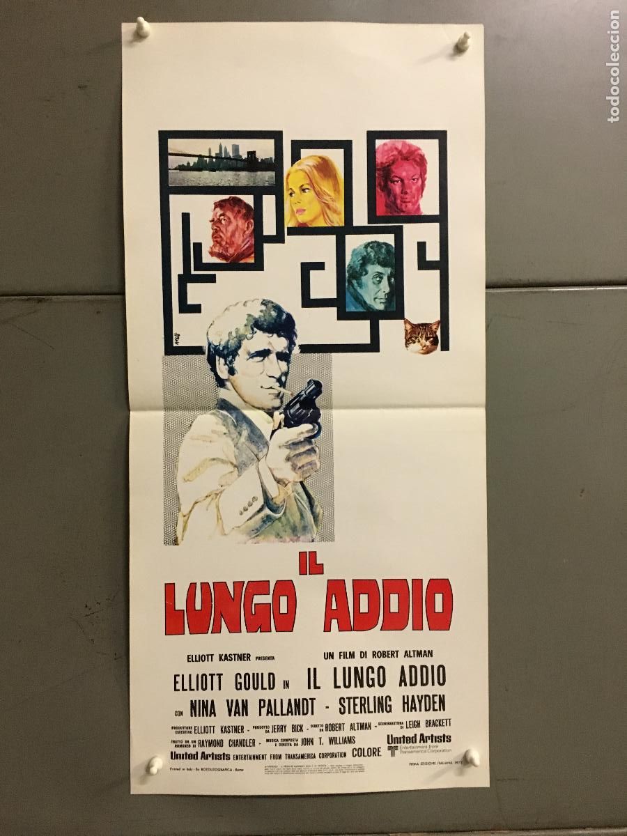 Cinema: ICJ 207 UN LARGO ADIOS RAYMOND CHANDLER ROBERT ALTMAN ELLIOT GOULD POSTER ORIGINAL 33X70 ITALIANO