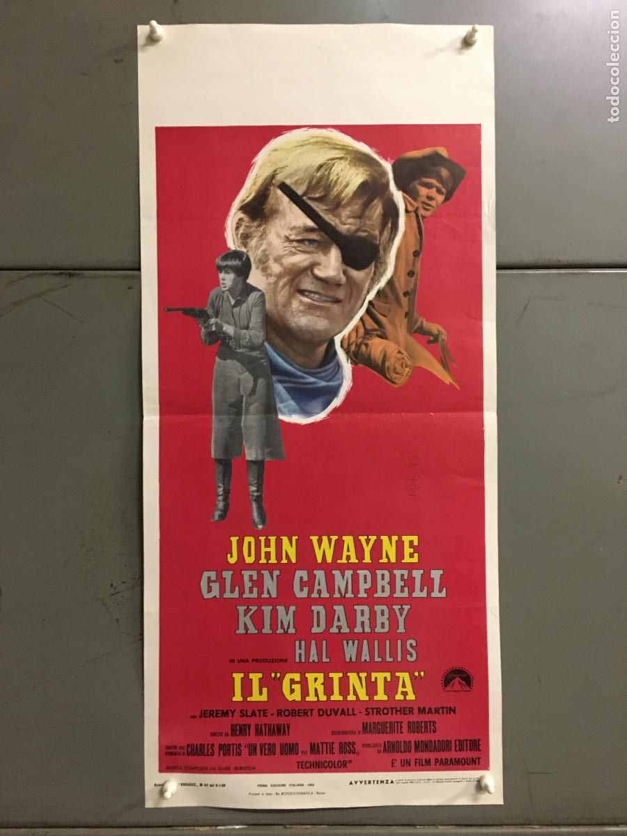 Cinema: ICJ 210 VALOR DE LEY JOHN WAYNE POSTER ORIGINAL 33X70 ITALIANO