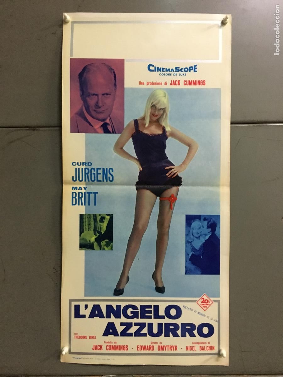 Cinema: ICJ 211 THE BLUE ANGEL EL ANGEL AZUL MAY BRITT POSTER ORIGINAL ITALIANO 33X70