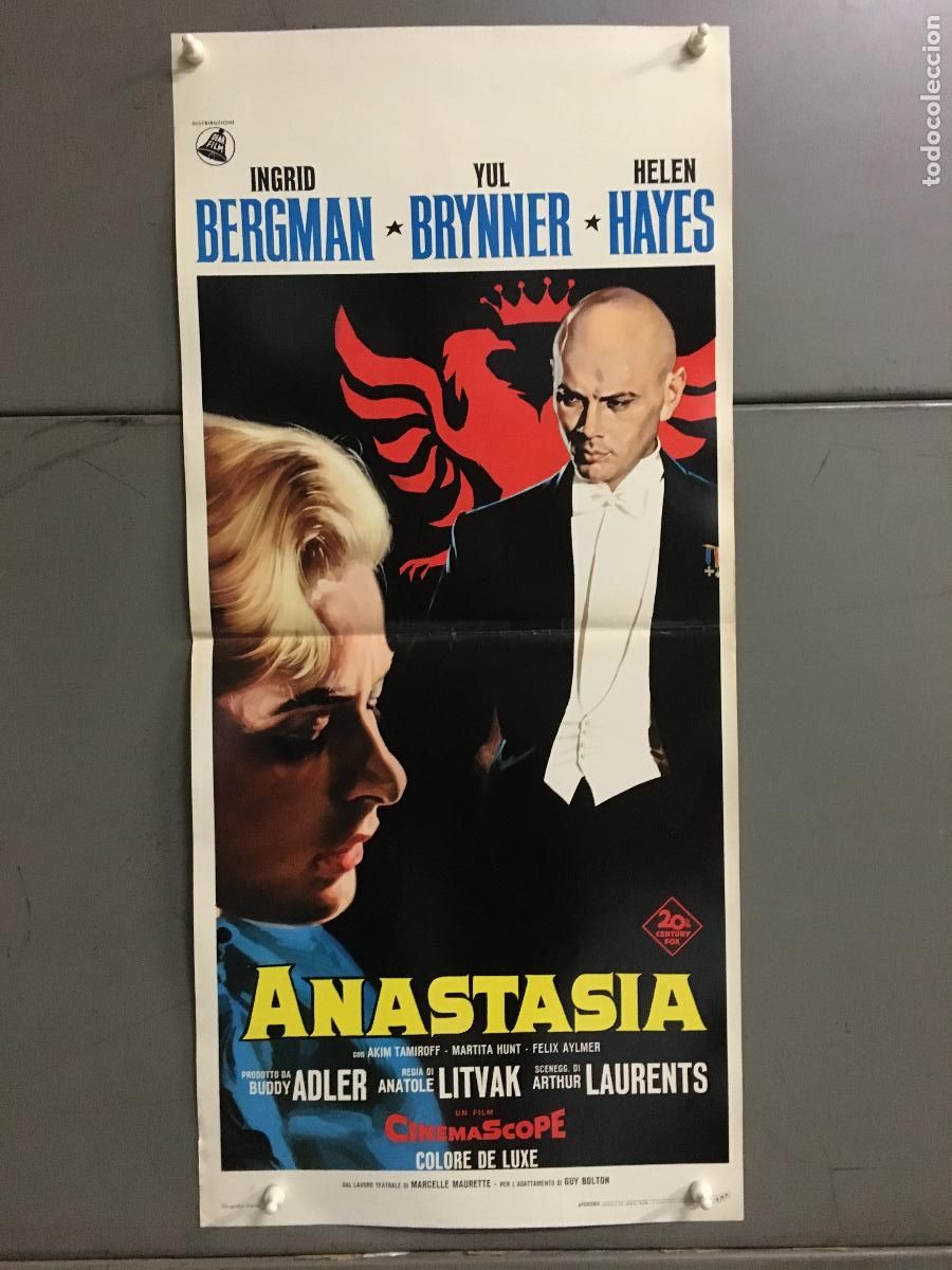 Cin&eacute;ma: ICJ 219 ANASTASIA INGRID BERGMAN YUL BRYNNER POSTER ORIGINAL 33X70 ITALIANO