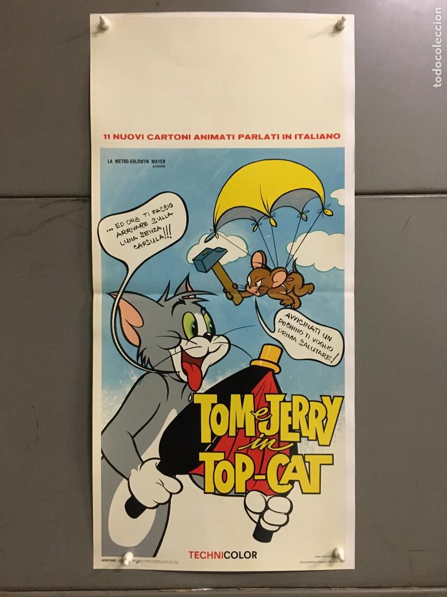 Kino: ICJ 220 TOM Y JERRY TOP CAT CORTOS ANIMACION MGM POSTER ORIGINAL ITALIANO 33X70
