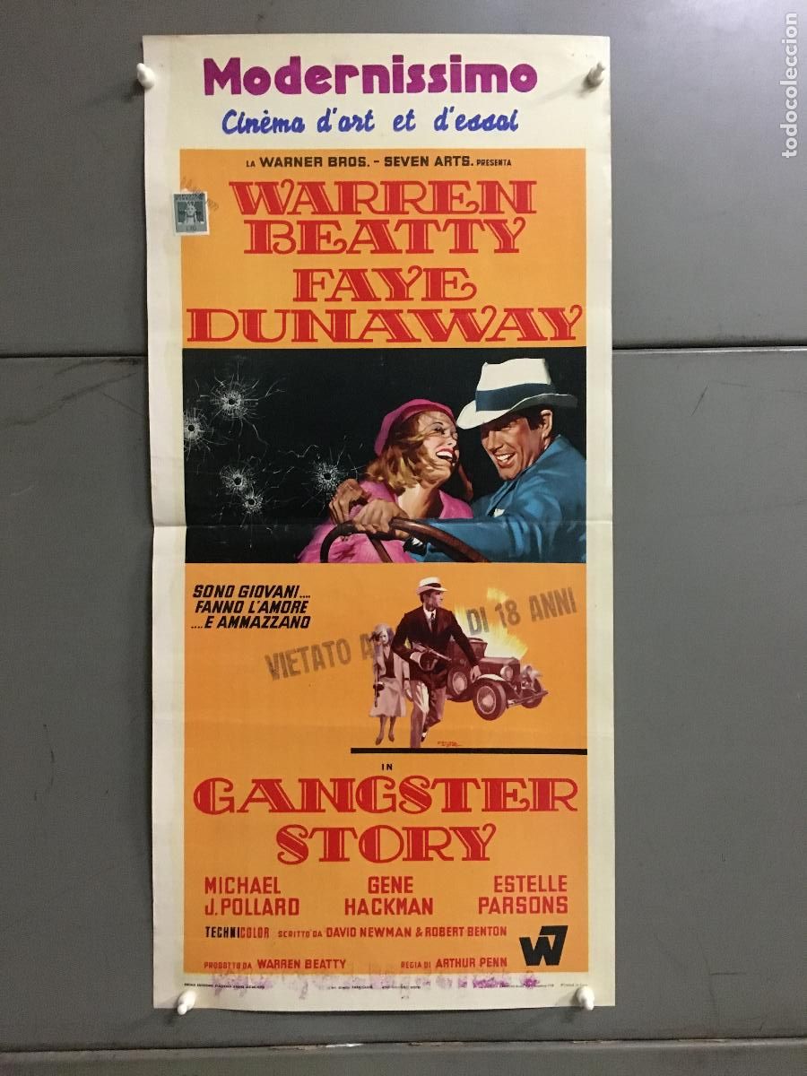 Cin&eacute;ma: ICJ 226 BONNIE Y CLYDE WARREN BEATTY FAYE DUNAWAY POSTER ORIGINAL ITALIANO 33X70