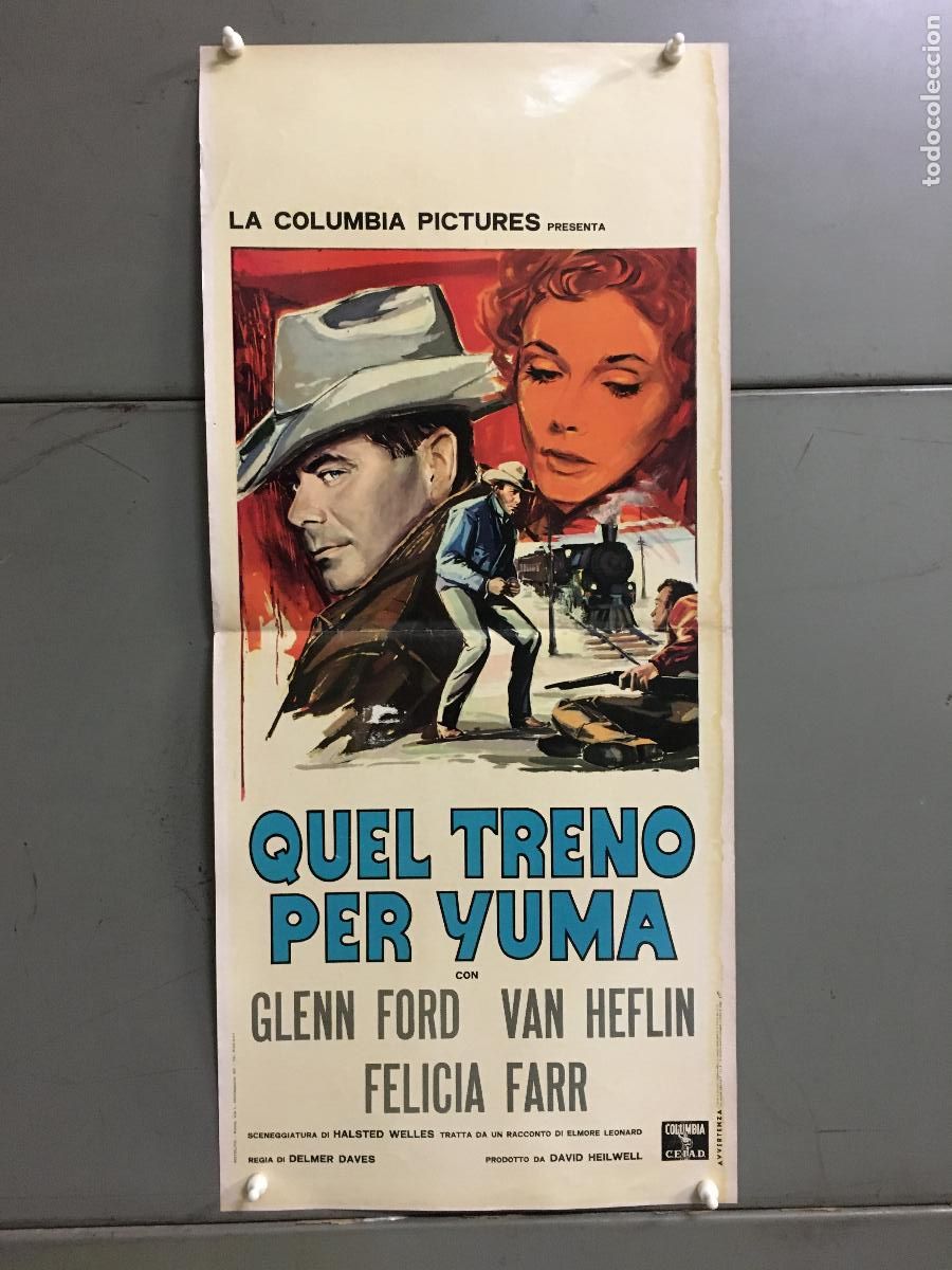 Cinema: ICJ 229 EL TREN DE LAS 3:10 GLENN FORD DELMER DAVES POSTER ORIGINAL ITALIANO 33X70