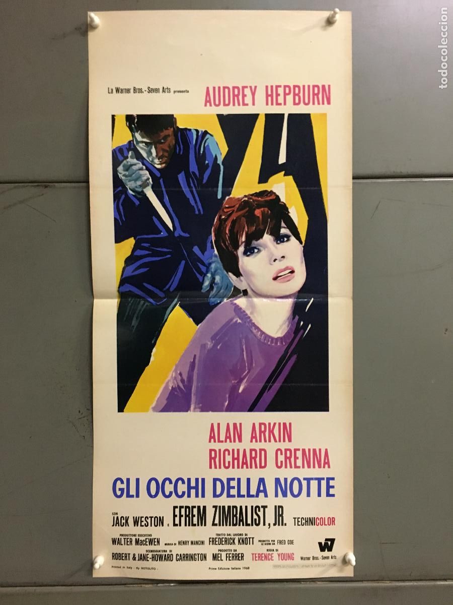 Cin&eacute;ma: ICJ 230 SOLA EN LA OSCURIDAD AUDREY HEPBURN POSTER ORIGINAL 33X70 ITALIANO
