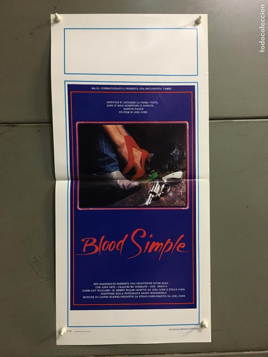 Cin&eacute;ma: ICJ 231 SANGRE FACIL blood simple JOEL ETHAN COEN POSTER ORIGINAL 33X70 ITALIANO