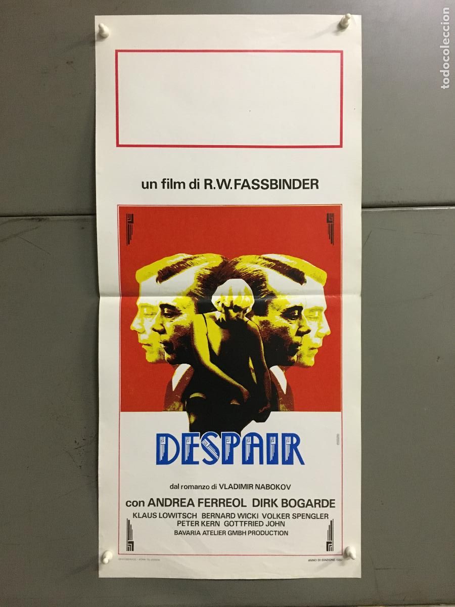 Cine: ICJ 237 DESESPERACION DESPAIR FASSBINDER DIRK BOGARDE POSTER ORIGINAL ITALIANO 33X70