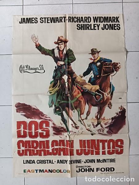 Cinema: VKD 2768 DOS CABALGAN JUNTOS JOHN FORD JAMES STEWART RICHARD WIDMARK POSTER ORIGINAL ESTRENO 70X100