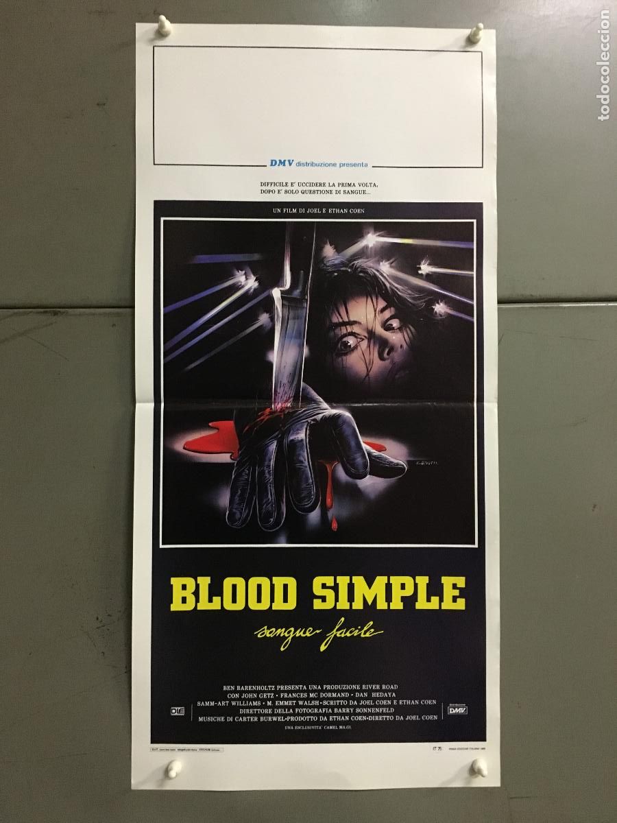 Cinema: ICJ 238 SANGRE FACIL blood simple JOEL ETHAN COEN POSTER ORIGINAL 33X70 ITALIANO