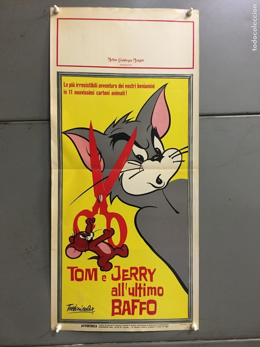 Kino: ICJ 243 TOM AND JERRY all ultimo baffo CARTOON FESTIVAL MGM POSTER ORIGINAL ITALIANO 33X70