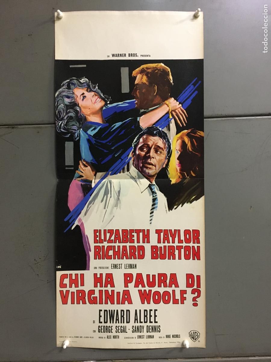 Cinema: ICJ 246 QUIEN TEME A VIRGINIA WOOLF ELIZABETH TAYLOR RICHARD BURTON POSTER ORIGINAL ITALIANO 33X70