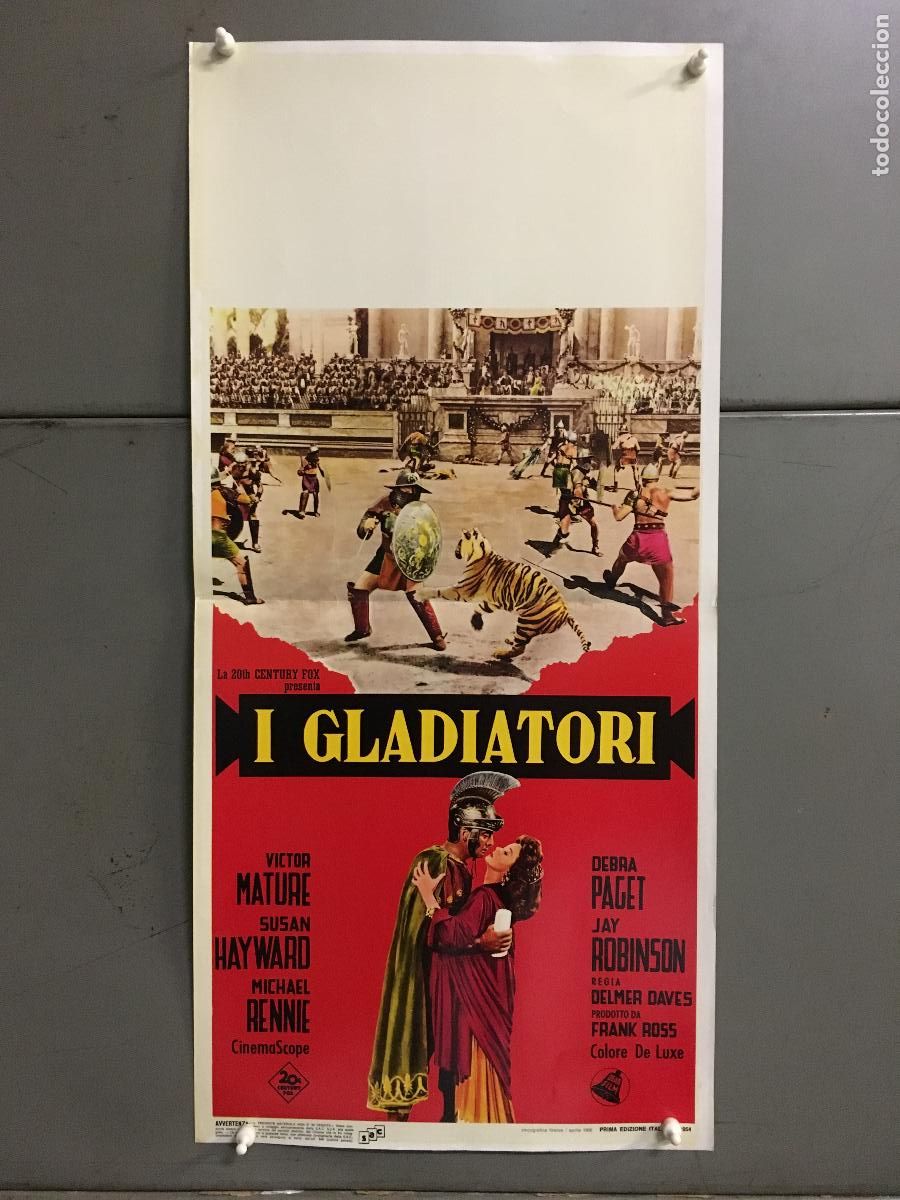 Cinema: ICJ 247 DEMETRIUS LOS GLADIADORES SUSAN HAYWARD VICTOR MATURE PEPLUM POSTER ORIGINAL ITALIANO 33X70