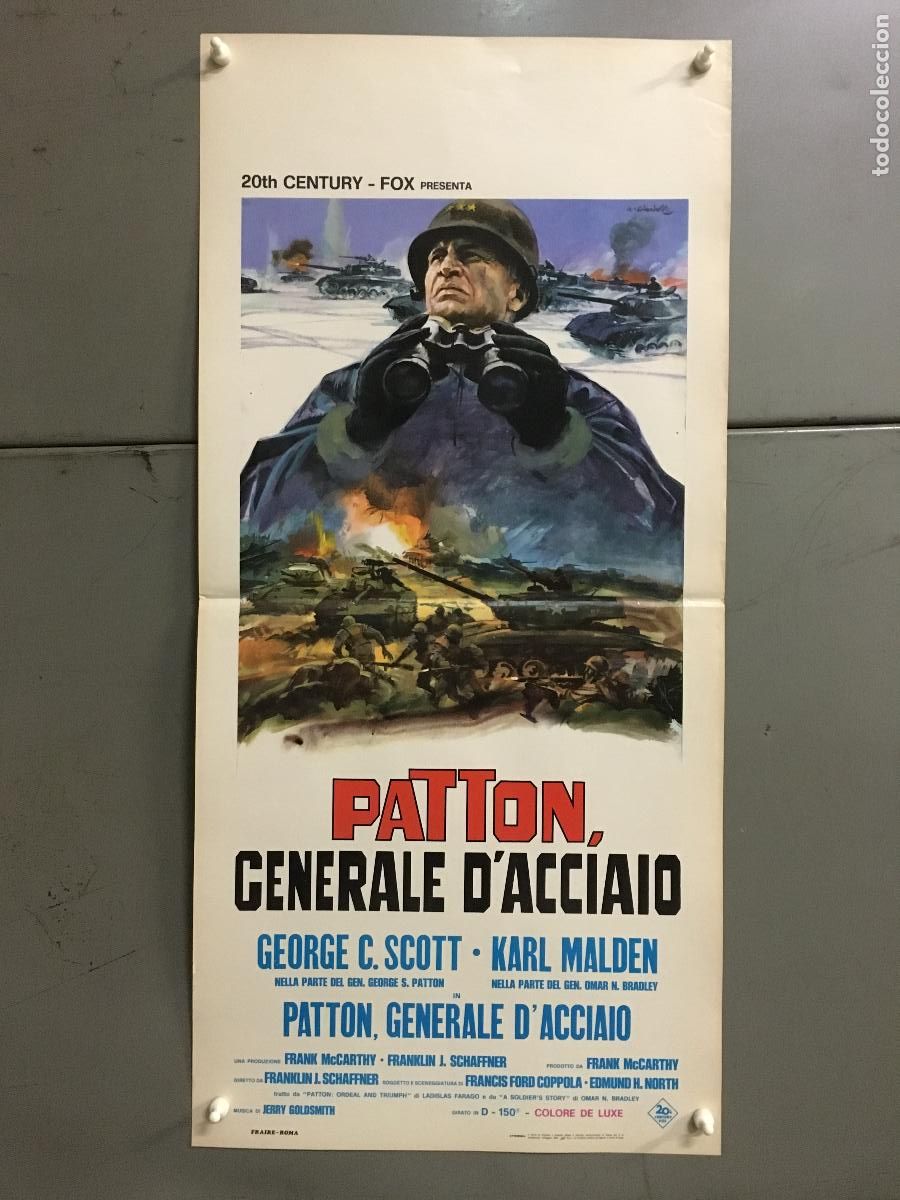 Cinema: ICJ 249 PATTON GEORGE C SCOTT 2&ordf; GUERRA MUNDIAL OSCAR MEJOR PELICULA POSTER ORIGINAL 33X70 ITALIANO