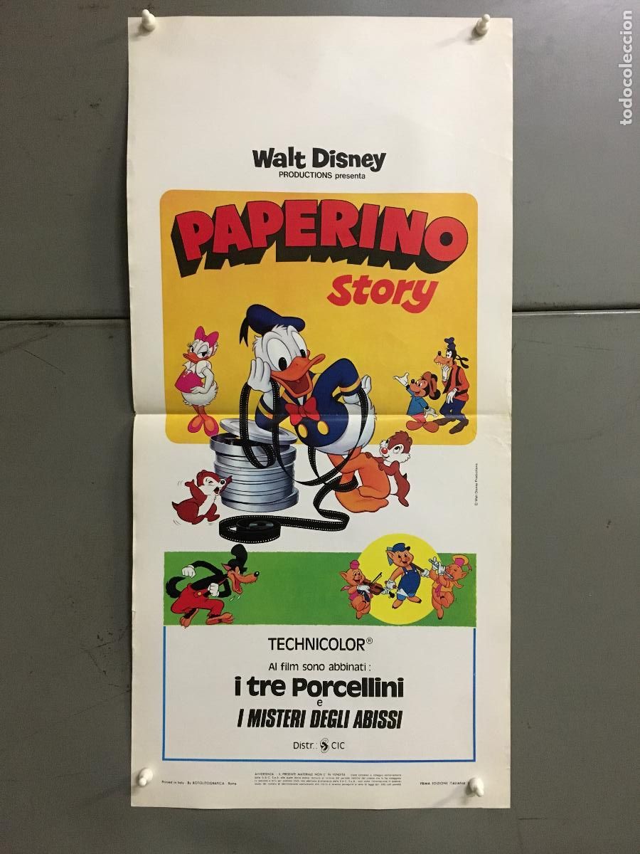Kino: ICJ 253 HISTORIA DEL PATO DONALD WALT DISNEY ANIMACION POSTER ORIGINAL ITALIANO 33X70