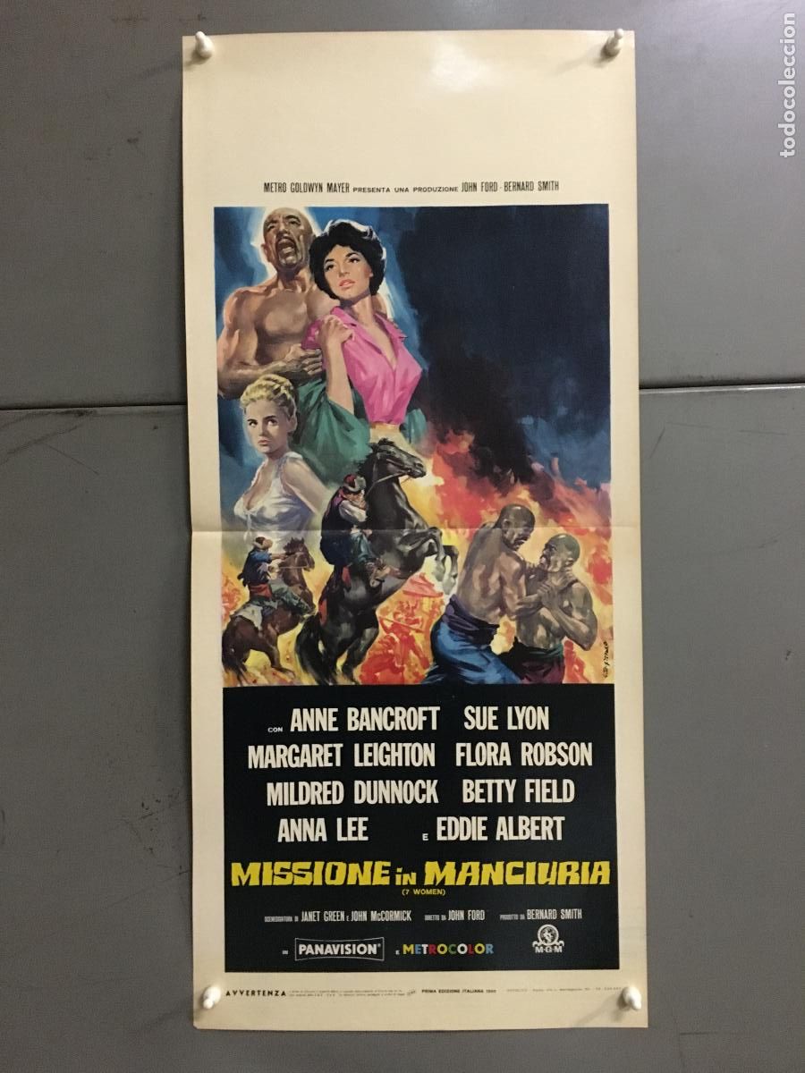 Cinema: ICJ 258 7 MUJERES ANNE BANCROFT JOHN FORD WOODY STROODE POSTER ORIGINAL 33X70 ITALIANO