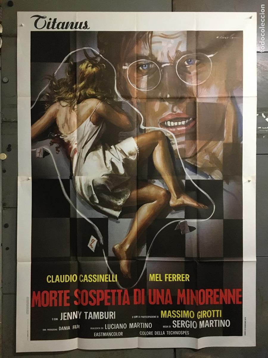 Cinema: AFS21 SUSPECT DEATH OF A MINOR SERGIO MARTINO GIALLO POSTER ORIGINAL 140X200 ITALIANO