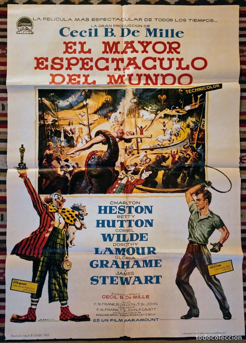 Cine: EL MAYOR ESPECT&Aacute;CULO DEL MUNDO (1962) &ndash; CARTEL ORIGINAL REESTRENO &middot; ALBERICIO &middot; IMPECABLE