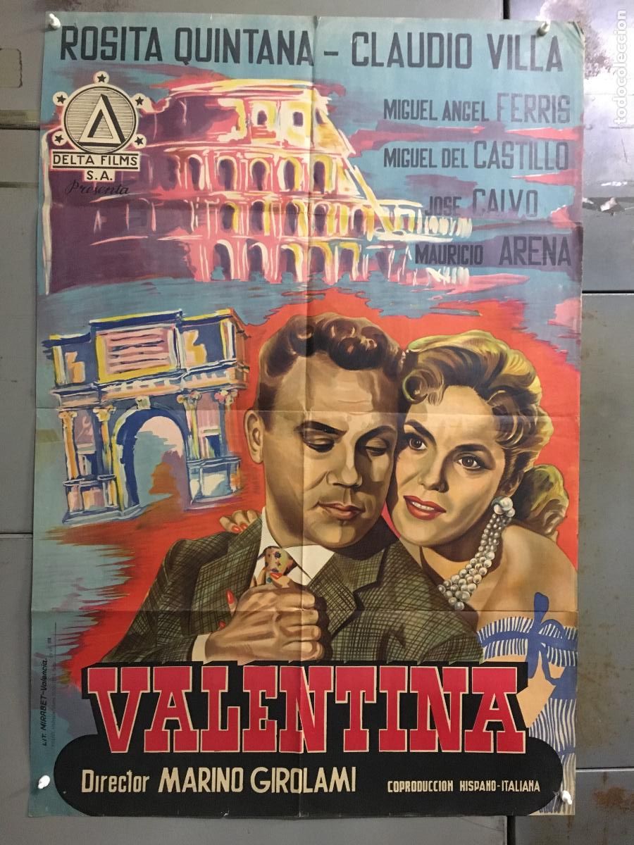 Cinema: AFS38 VALENTINA ROSITA QUINTANA CLAUDIO VILLA POSTER ORIGINAL ESTRENO 70X100 LITOGRAFIA