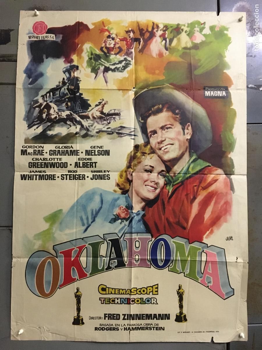 Cinema: AFS48 OKLAHOMA SHIRLEY JONES GLORIA GRAHAME GORDON MACRAE JANO POSTER ORIGINAL 70X100 ESTRENO
